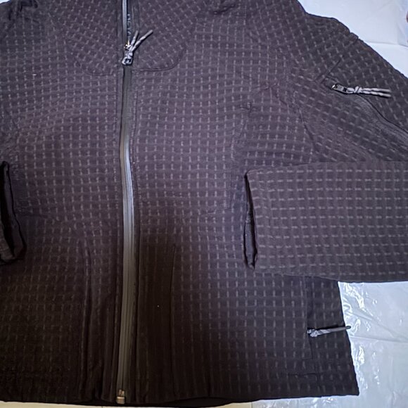 LULULEMON Water-Repellent Grid Fleece Hiking Sz 10 Jacket in Black - Picture 4 of 7